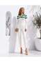 White Polo Collar Striped Ribbed Knit Sweater Tr0331