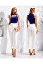 Square Neck Ribbed Blouse with Neck Detail Tr0278 Cobalt Blue - 3