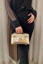 Women's Gold Color Daily Bag - Adjustable Long Strap, Hand and Shoulder Bag - 2