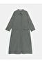 Khaki Shirt Collar Linen Look Women's Ferace - 5