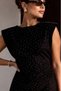 Padded Stone Embroidered Dress – Crew Neck Dress with Drawstring Detail, Stylish & Casual Dress My3535 - 4