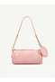 Wrinkled Textured Pink Shk327 Cylinder Bag, Wallet Charm, Zipper, Women's Hand, Arm and Shoulder Bag - 4