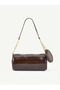 Wrinkled Textured Brown Shk327 Cylinder Bag, Wallet Charm, Zipper, Women's Hand, Arm and Shoulder Bag - 4