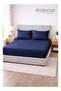 3-Piece Striped Microfiber Fitted Sheet Set Queen 150x200cm, Royal Blue