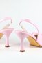 Women's Patent Leather Pink Color Classic Heeled Shoes with Ribbon Detail - 3