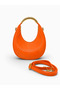 Women's Zippered Long Strap Shoulder and Shoulder Bag with Orange Handle Detail - 3