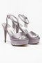 Women's High Thin Heeled Platform Anthracite Satin Evening Dress Shoes - 2