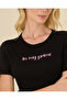 Women Black Placement Print T Shirt - 4