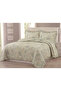 Ruffle Detailed Patterned Double Bedspread Set 240X260 cm – Soft Pique Set with Muslin Texture + 2 Pillowcases