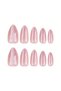 24Pcs Medium Almond Acrylic Nail Sticker Pink Glossy Artificial Nails Full Cover Gel Beige Beautiful Glossy Nail Sticker Nail Art Kit for Women - 6