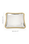 Başak Patterned Tray - Stainless Steel Coffee and Catering Serving Tray with Gold Border - 6