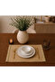 Linen Etamin Fabric, Gold Striped American Service Set of 2 - 2
