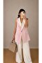 Women's Garnished Vest Palazzo Pants Suit Long Vest Suitable for Tesettür - 6
