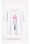 Pink Cream and Whisk Printed Women's Oversize White T-Shirt