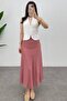 Women's Dark Rose Mini Leopard Lace A-Line Half Lining Detailed Lace Maxi Skirt