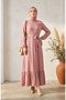 Drawstring Detailed Belted Hijab Dress 5589-02 Powder