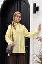 Asymmetrical Embroidered Buttoned Tulle Voile Tunic - Yellow