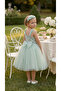 Green Lace Floral Fluffy Girl Evening Dress - 3