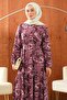 Plum Skirt Layered Patterned Dress - 3