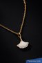 Women's Gold Color Stone Ginkgo Leaf Necklace - 3