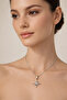 Women's Silver Color Zircon Stone Pole Star Necklace - 5