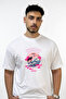 Fuji Dalga Turna Design Printed Oversize White T-Shirt