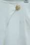 Wide Leg Side Zipper Brooch Detailed Crepe Trousers White - 2