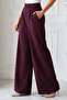 Pocketed Palazzo Trousers A11010 Claret Red - 2