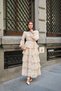 Women's Embroidered Layered Flounce Waist Tie Suit Cream - 2