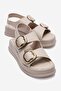 Double Buckle Sandals Beige