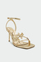 Livora Leaf Detailed Women's Gold Heeled Shoes - 2