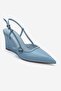 Celia Blue Leather Pointed Toe Women's Wedge Heeled Shoes - 3