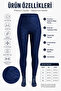Leggings Women's Diver Lycra, Navy Blue 3 Different Patterned High Waist Push-Up Pocketed Gathering Sports Leggings - 2