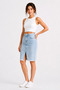 Women's Snow Washed Front Slit Tassel Detailed Denim Skirt - 2