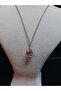 Silver Color Row Stone Pink Drop Model Sf Chain Steel Necklace - 2