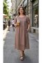 Linen Plus-Size Women's Dress with Guipure Detail and Off-The-Shoulder Neckline - 2
