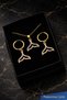 Women's Gold Color Stone Whale Tail Necklace Earrings Jewelry Set - 2