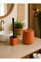 Decorative 2-Piece Bohemian Style Concrete Trash Can and Toilet Brush Holder Set Bathroom Set - 8