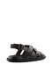 Brown Genuine Leather Sandals with Band Detail - 3