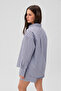 Liya Women's Oversize 100% Cotton Shorts and Shirt Blue Striped Top and Bottom Set - 5