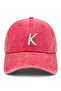 Red Embroidered Washable Vintage Unisex Hat with Letter K