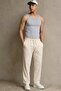 Men's Flexible Casual Cream Baggy Trousers - 3