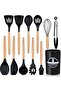 Executive LLC Kitchen Utensil Set Silicone Cooking Spoon 12 Pieces BPA-Free FDA Heat-Resistant Wooden Handles