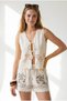 Women's Stone Lace Detailed Scallop Vest Ylk-19000101 - 3