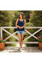 Women's Cotton Navy Blue Color Thick Strap Pool Neck Tank Top Bb2594 - 2