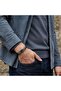 River Stone Motif Steel Locking Black Leather Men's Bracelet. 18391B8D4 Stainless Steel Colorfast Gift - 2