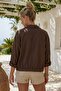 Brown Shirt Collar Bat Sleeve Buttoned Embroidered Elastic Waist Casual Cotton Woven Jacket 62 70 - 7