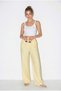 Women's Yellow Ayrobin Fabric Elastic Waist Tied Pocketed Wide Leg Pants 2306 60286389 - 2