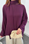 Women's Scarf Collar Asymmetrical Bat Sleeve Loose Poncho Blouse 6019 - Plum - 4