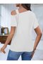 Women's Short Sleeve Asymmetrical Collar Detailed Viscose Blouse - 2
